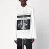 Drkshdw Outershirt Denim Jacket With Print On The Front In White
