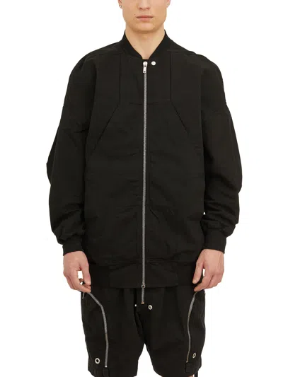 Drkshdw Ss24 Black Oversized Bomber Jacket For Men With Ribbed Cotton Hem