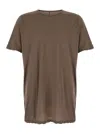 DRKSHDW DARK BEIGE CREWNECK T-SHIRT WITH OVERSIZED BAND IN COTTON MAN