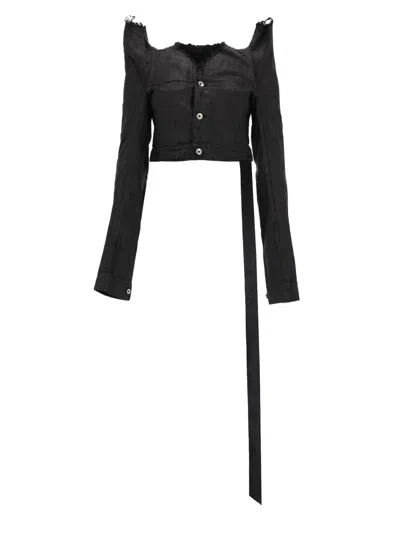 Drkshdw Tec Trucker Denim Jacket In Black