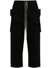 Drkshdw Men Creatch Wide Cargo Drawstring Cotton Trousers In Black