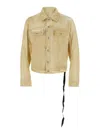 Drkshdw Trucker Beige Jacket With Classic Collar And Drawstring Detail On The Waist In Cotton Man In Neutrals