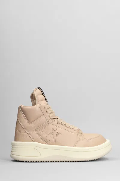 Drkshdw Turbowpn Leather Sneakers In Beige