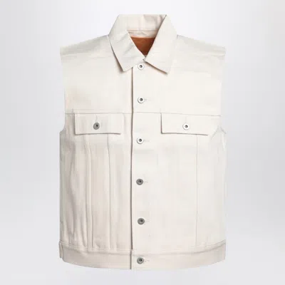 Drkshdw Vest Ivory In Denim Men In Gold