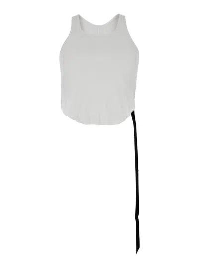 Drkshdw White Racerback Top With Oversize Band In Cotton Man