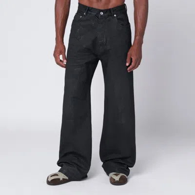 Drkshdw Wide-leg Black Waxed Denim Jeans