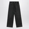 Drkshdw Wide-leg Black Waxed Denim Jeans Men In Black
