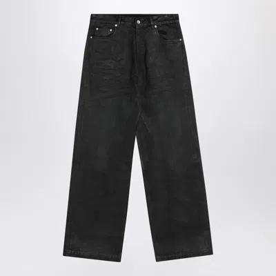 Drkshdw Wide-leg Black Waxed Denim Jeans Men