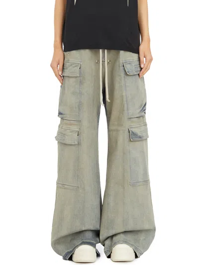 Drkshdw Wide Leg Denim Cargo Pants In Light Blue