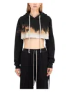 Drkshdw Cropped Hoodie With Drawstring And Print In Black