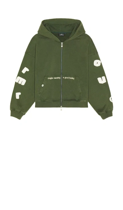 Drmers Club Floating Letters Zip Up Hoodie In Green