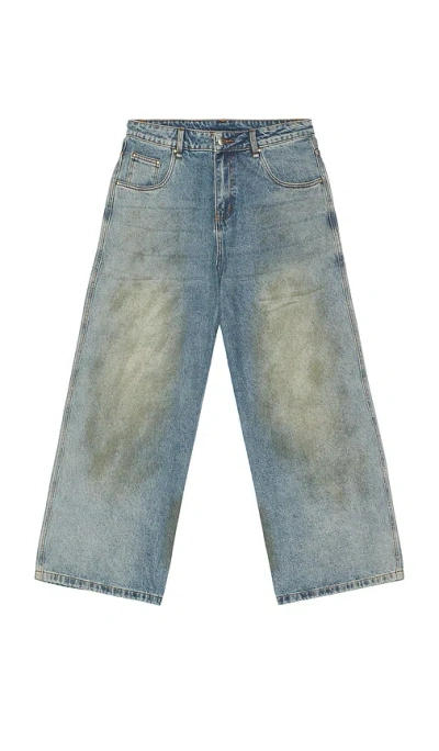 Drmers Club Mud Stained Jeans In Blue