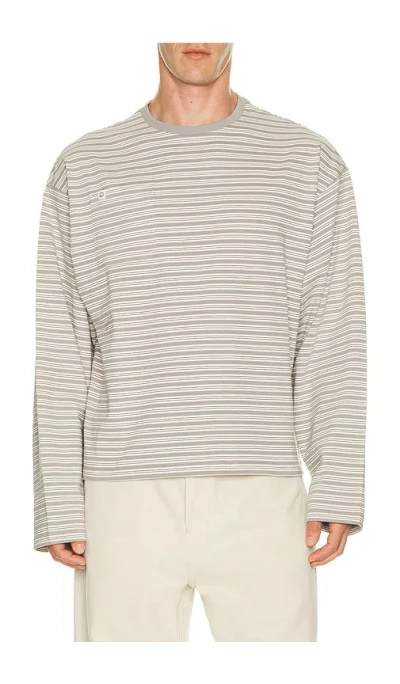 Drmers Club Striped Long Sleeve Tee In Gray
