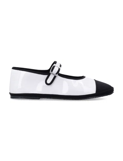 DROGHERIA CRIVELLINI WHITE LEATHER BALLET FLATS