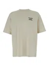 Drôle De Monsieur Beige Crewneck T-shirt With Slogan Print On The Front And Back In Nude
