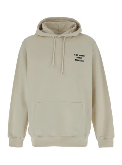 Drôle De Monsieur Beige Hoodie With Logo In Cotton Man