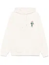 Drôle De Monsieur Hooded Sweatshirt With Logo And Pouch Pocket In Beige