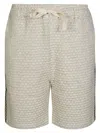 Drôle De Monsieur Cotton Blend Shorts With Drawstring In Beige