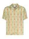Drôle De Monsieur 'la Chemise Bijoux' Multicolor Bowling Shirt With Cuban Collar And All-over Striped Motif