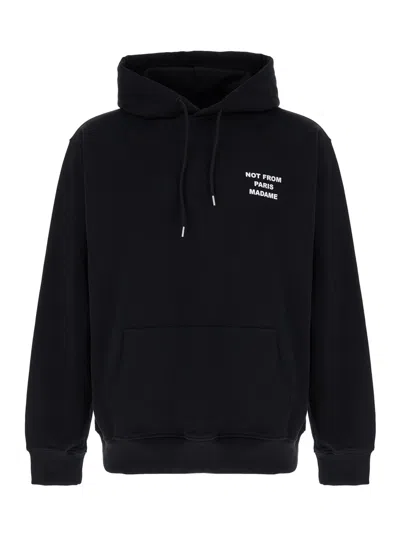 DRÔLE DE MONSIEUR BLACK HOODIE WITH LOGO IN COTTON MAN