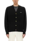 Drôle De Monsieur Cardigan With Logo Embroidery In Black