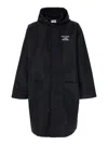 Drôle De Monsieur Black Parka Coat With Logo In Techno Fabric Man In Black
