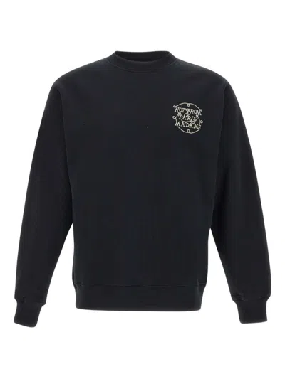 DRÔLE DE MONSIEUR DRÔLE DE MONSIEUR BLACK SWEATER WITH GRAPHIC DESIGN