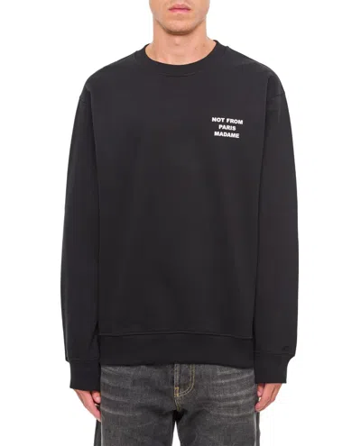 Drôle De Monsieur Black Sweatshirt With Bold Slogan And Elastic Hems