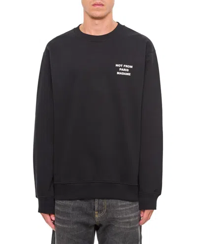 Drôle De Monsieur Black Sweatshirt With Bold Slogan And Elastic Hems