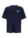 Drôle De Monsieur Blue Crewneck T-shirt With Slogan Print On The Front And Back In Cotton Man