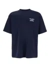 Drôle De Monsieur Blue Crewneck T-shirt With Slogan Print On The Front And Back In Cotton Man