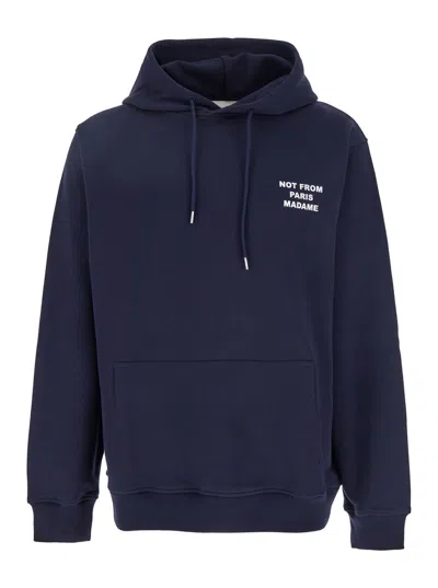 Drôle De Monsieur Blue Hoodie With Logo In Cotton Man