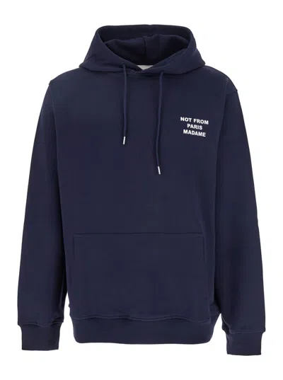 DRÔLE DE MONSIEUR BLUE HOODIE WITH LOGO IN COTTON MAN