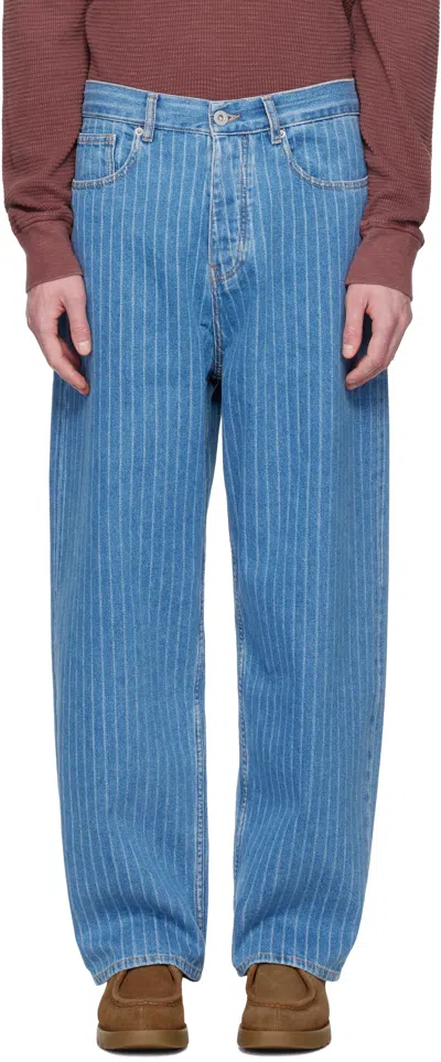 Drôle De Monsieur Blue 'le Jean Baggy Rayures' Jeans In Light Blue