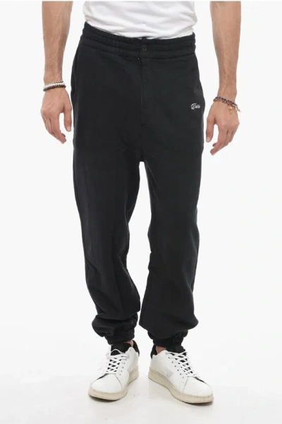 Drôle De Monsieur Brushed Cotton Joggers With Embroidered Logo In Black
