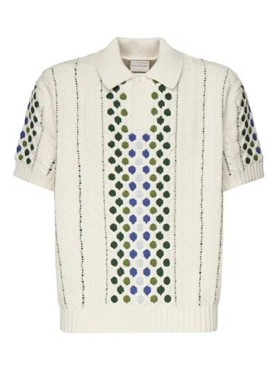 Drôle De Monsieur Cable-knit Polka-dot Polo-neck Sweater In White