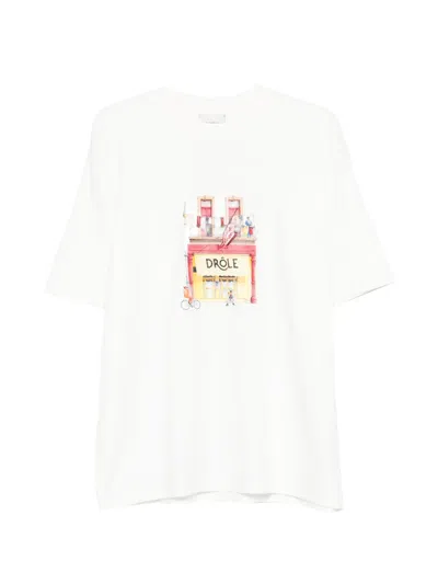 Drôle De Monsieur Café Front-print T-shirt In White