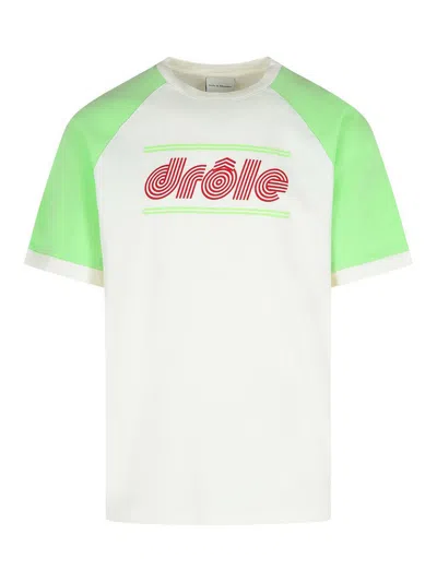Drôle De Monsieur 'graphic Print Raglan Sleeve Cotton T-shirt' In White