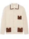 Drôle De Monsieur 'le Cardigan À Poches' Beige Cardigan With Classic Collar And Three Front Patch Pockets In Neutral