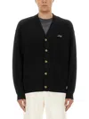 Drôle De Monsieur Cardigan With Logo Embroidery In Black