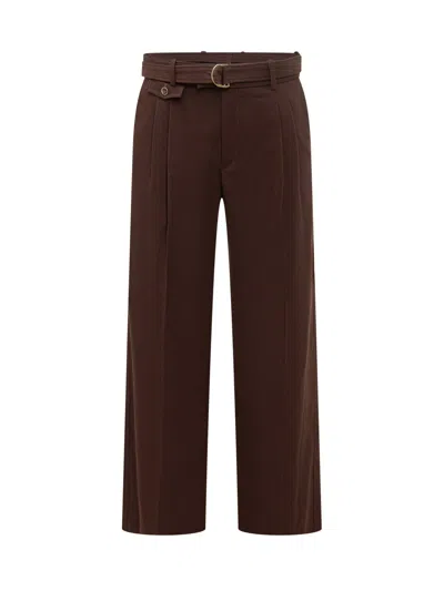 Drôle De Monsieur Drole De Monsieur Casual Trousers With Belt - Ss26 Collection In Brown