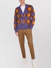 Drôle De Monsieur Check Pattern V-neck Cardigan With Ribbed Cuffs And Hem