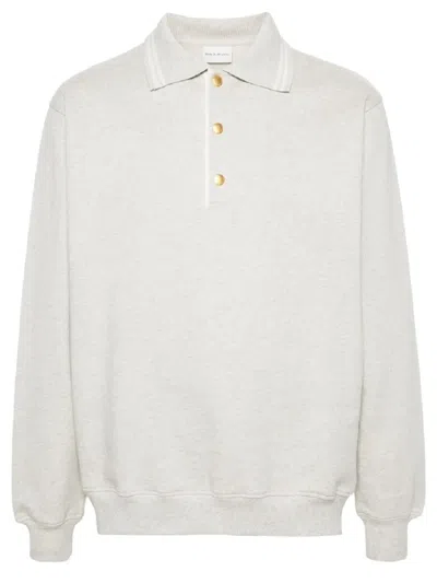 Drôle De Monsieur Classic Cotton Polo Pullover With Buttoned Placket In Gray