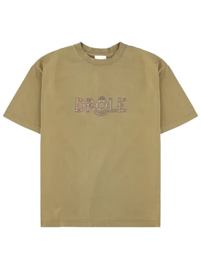 Drôle De Monsieur Classic Cotton T-shirt For Men In Brown