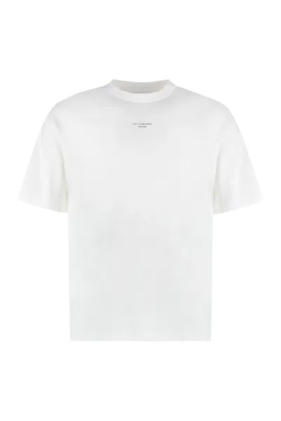 Drôle De Monsieur Classic Logo Slogan Cotton Crew-neck T-shirt In White