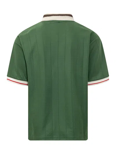 Drôle De Monsieur Drole De Monsieur Classic Polo With Floral Embroidery In Dark Green