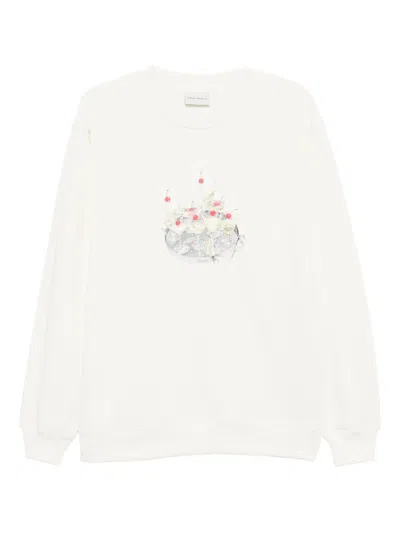 Drôle De Monsieur Cocktail-print Sweatshirt In White