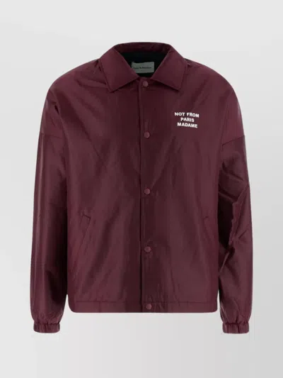 Drôle De Monsieur Collared Jacket Polyester Drop Shoulders In Burgundy