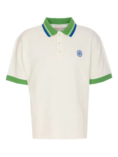 Drôle De Monsieur Contrast-collar Polo Shirt In White