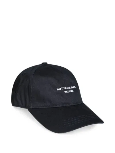 Drôle De Monsieur Cotton Baseball Cap With Embroidered Slogan In Yellow